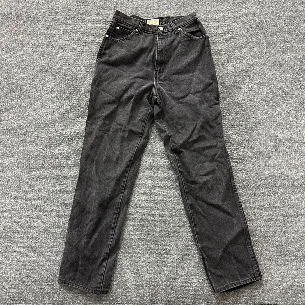 Jeanjer Jeans Womens Size 11/12 Black High Waisted Straight Leg Cotton USA Made